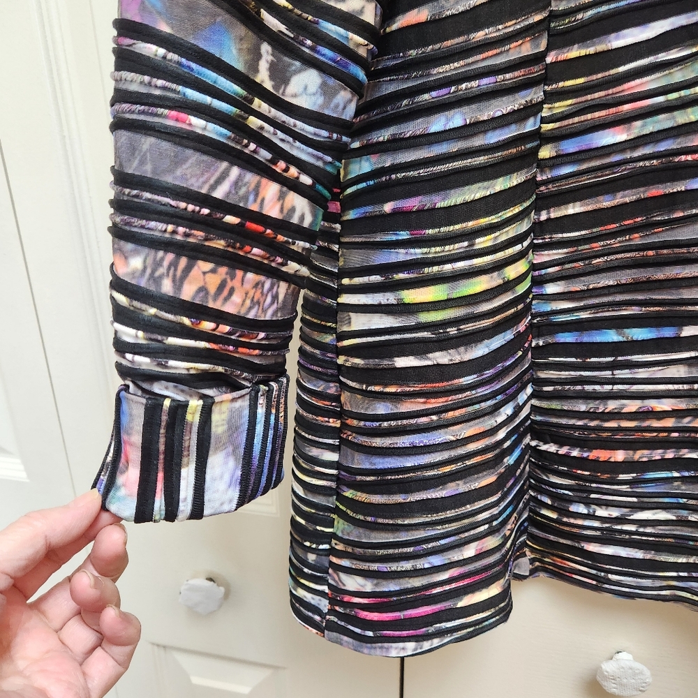 Papillon Multi-Color Striped Women's Coat Jacket - Picture 6 of 12